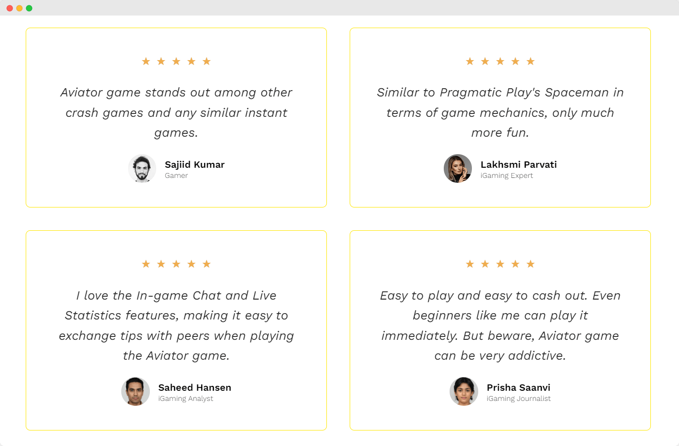 Aviator Reviews Testimonials